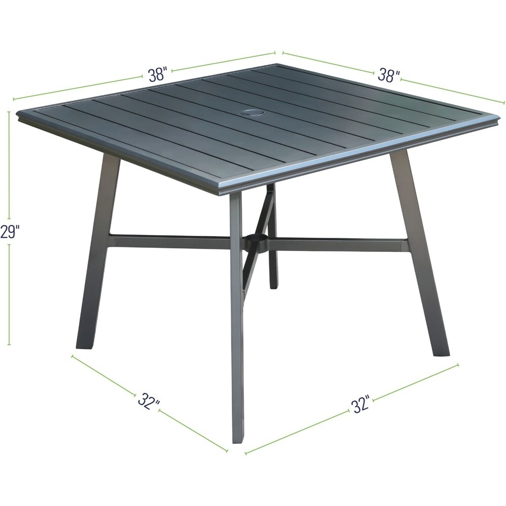 Hanover Foxhill 5 Piece Commercial Grade Patio Dining Set with 4 Sling Dining Chairs and a 38\