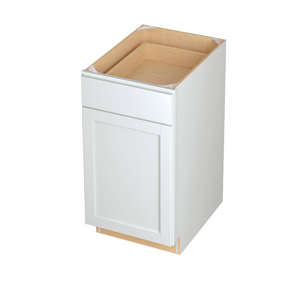 Hampton Bay Westfield Feather White Shaker Stock Base Kitchen Cabinet With Pull-Out Waste Baskets (18 in. W x 23.75 in. D) F11BWB18