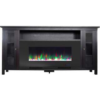 Hanover Brighton 69.7 in. Freestanding Electric Fireplace TV Stand in Dark Coffee with Crystal Rock Display FS6938-1BCF