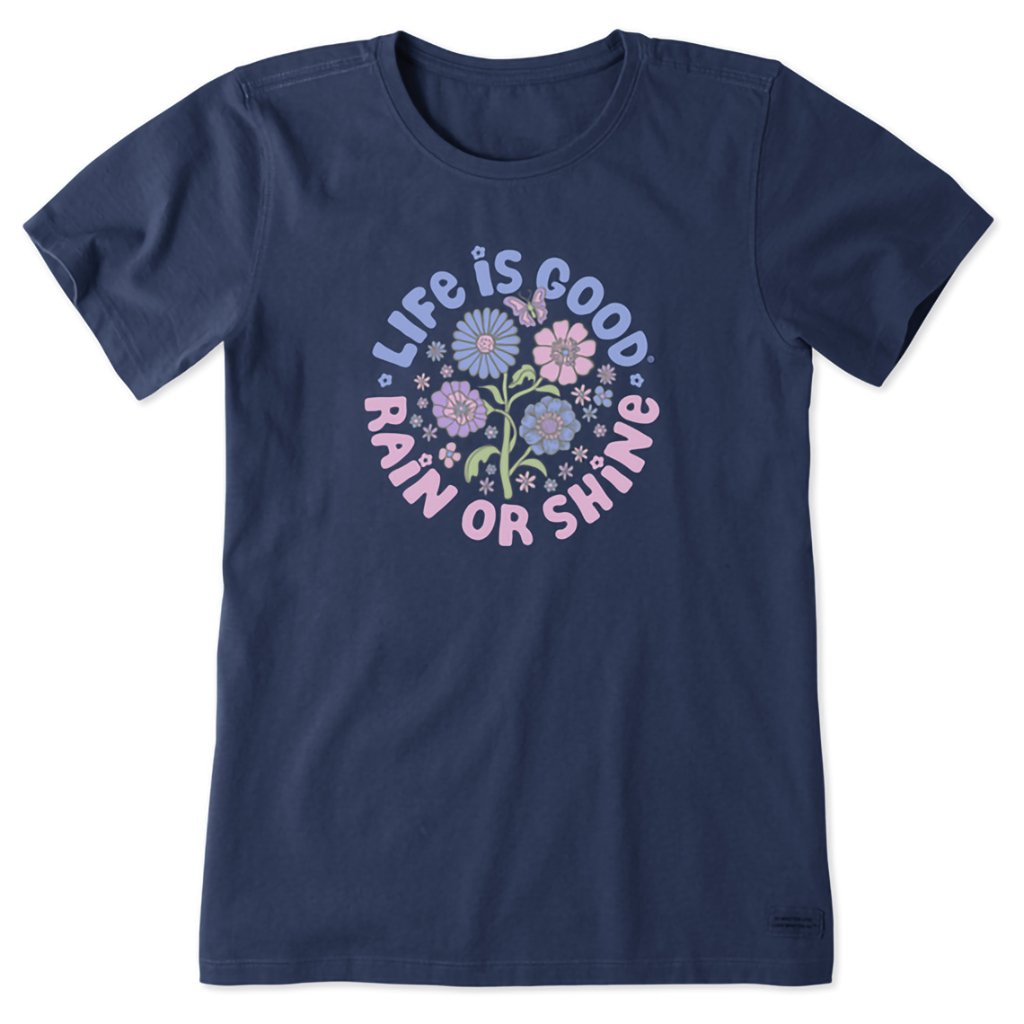 Life Is Good  Women's LIG Rain or Shine Flowers Short Sleeve Tee