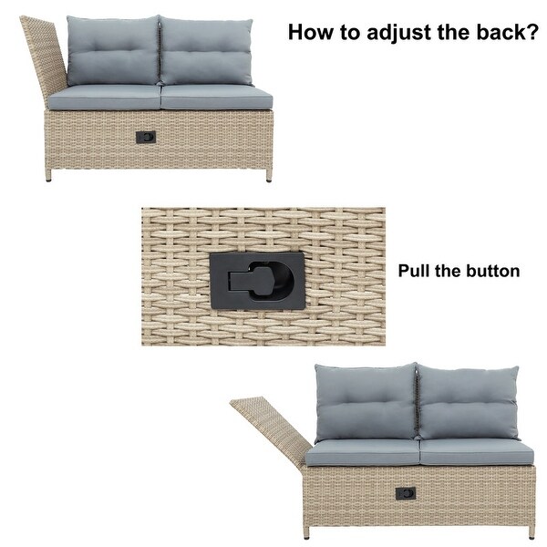 4-Piece Outdoor Patio Rattan Sofa Set with Adjustable Backs - Overstock - 37158853