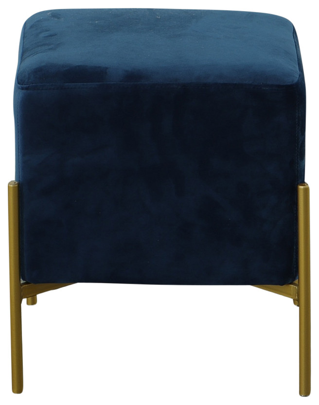 Larenta Upholstered Accent Stool/Footrest  Navy/Blue   Midcentury   Footstools And Ottomans   by CAROLINA CLASSICS  Houzz