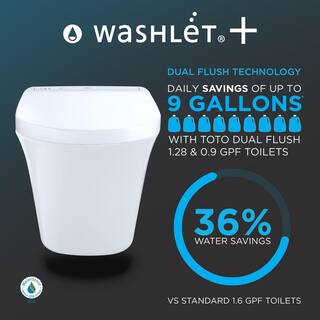 TOTO AP 2-Piece 0.9 and 1.28 GPF Dual Flush Wall-Hung Elongated Toilet and DuoFit In-Wall Tank System in White Seat Included CWT426CMFG#WH