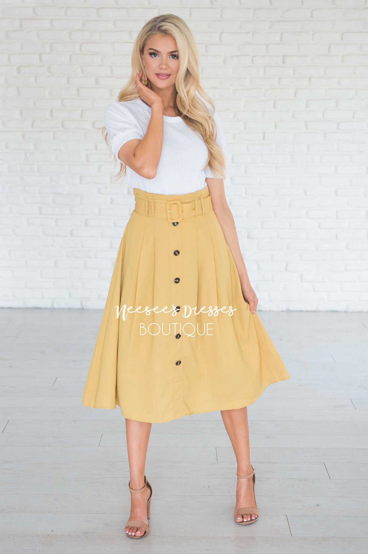 Walk with Me Button Front Skirt