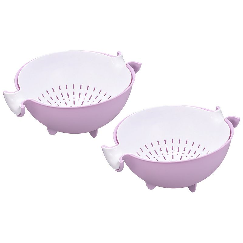 Kitchen Strainer Colander 2PCS， Plastic Food Strainer Washing Basket