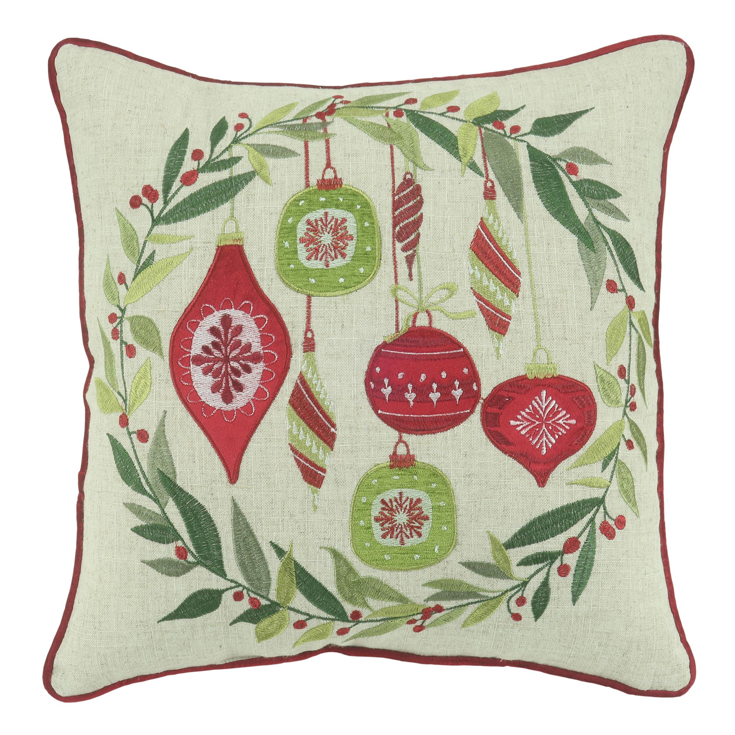 Ornament Wreath 18x18 Decorative Throw Pillow