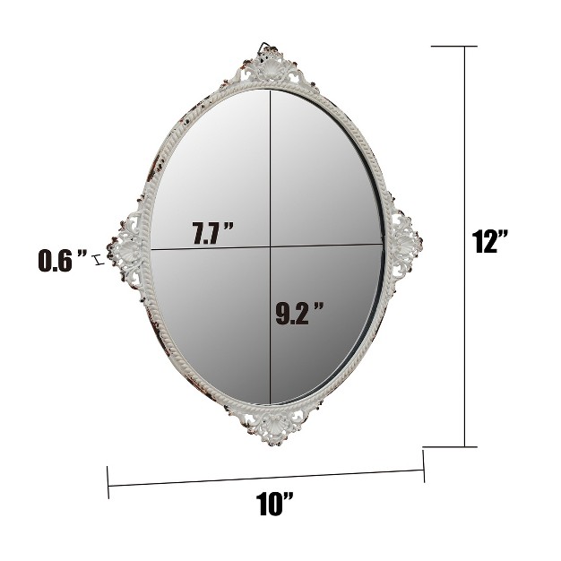 Oval Antique Metal Wall Mirror White Stonebriar Collection