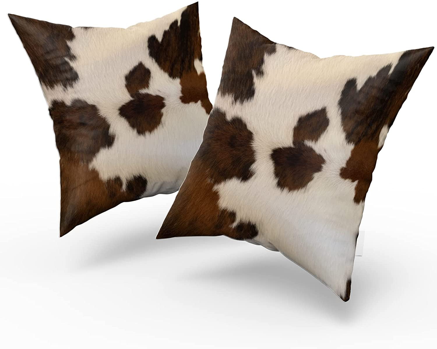 Set of 2 Decorative Cotton Pillows Covers Cow Skin Abstract Africa Animal Farm Fashion Home Sofa Cushion Cover Throw Pillowcase Gift for Couch Indoor Bed 18 x 18 Inch Square