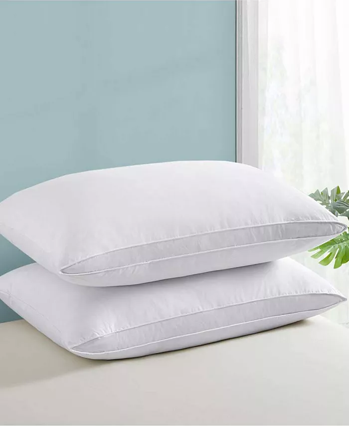 UNIKOME 2-Pack Medium Soft Goose Down and Feather Gusseted Pillow， Standard