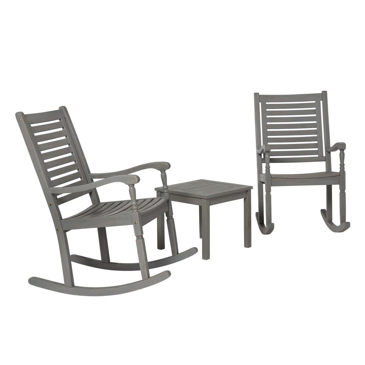 Ultimate Patio 3 Piece Acacia Patio Rocking Chair Set W/ 20 Inch Square End Table