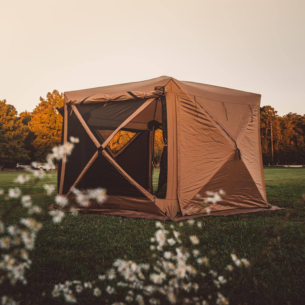 Gazelle G6 Deluxe Portable 8-Person 6 Sided GazeboShade Tent Badlands Brown GG610BR