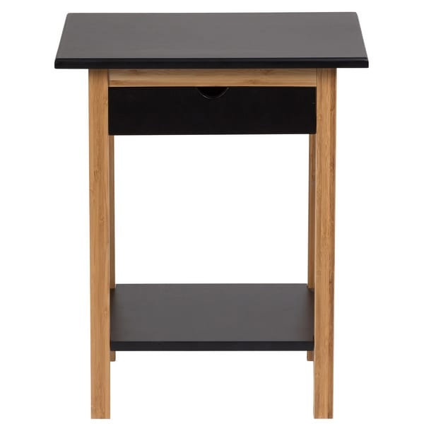 2 Tier Solid Bamboo Frame End Table with Drawer