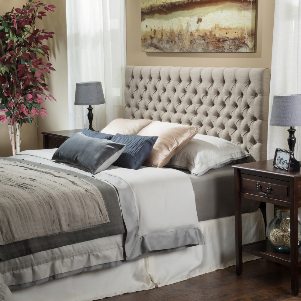 GDF Studio Wyoming Queen Button Tufted Fabric Headboard   Transitional   Headboards   by GDFStudio  Houzz