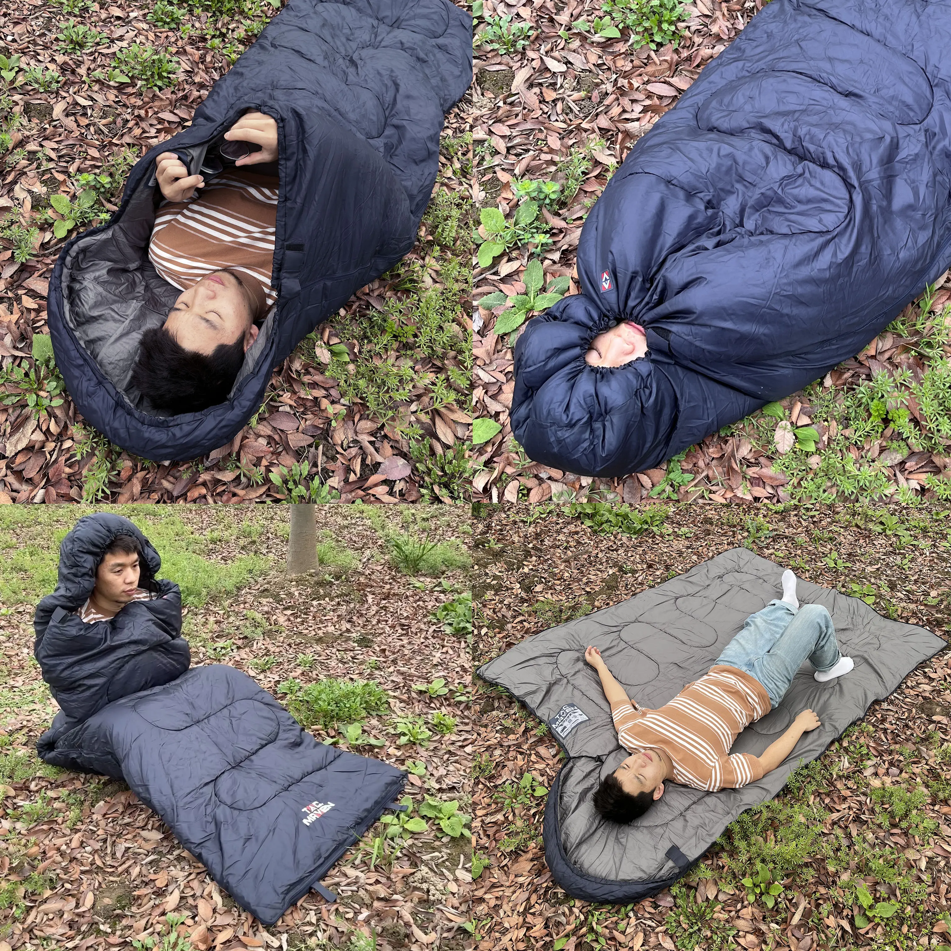 Warm Cool Weather Lightweight Waterproof Envelop Summer Sleeping Bag with hood seasonal for Outdoor Camping Backpacking Hiking