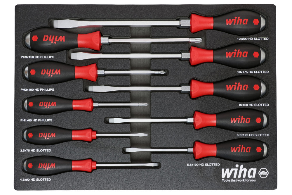 Wiha SoftFinish Screwdriver Tray Set 10pc