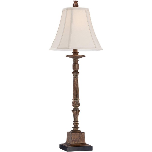 Tall Large Traditional End Table Lamp Brown Single Beige Shade Console Living Room Bedroom Bedside Nightstand House