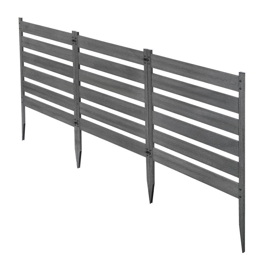 Zippity Outdoor Products Maui 2 ft. x 2 ft. No-Dig Charcoal Woodtek Vinyl Garden Fence Kit (3-Panels) ZP19066