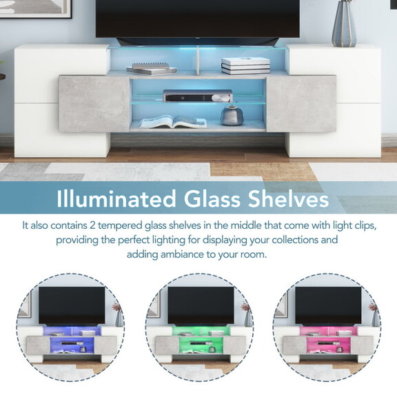 ON TREND Unique Shape TV Stand with 2 Illuminated ...