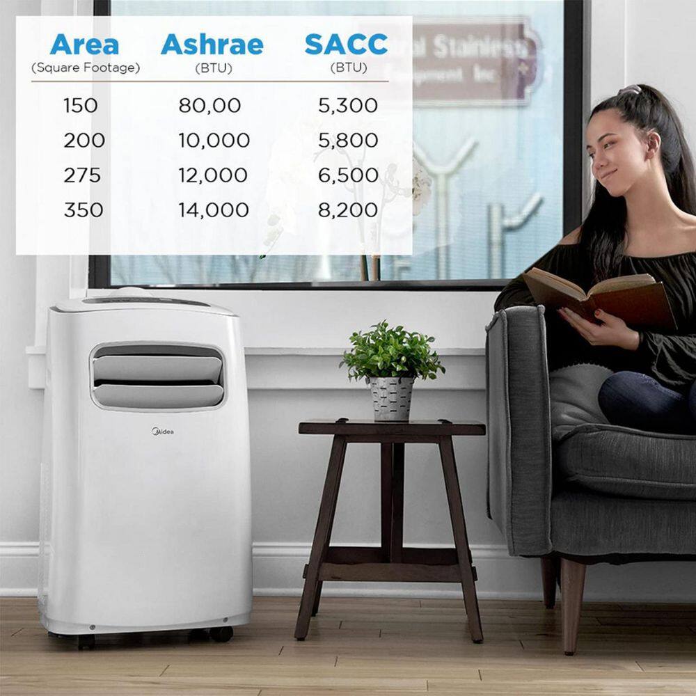 cadeninc 8000 BTU (5300 BTU SACC) 3-in-1 Portable Air Conditioner for Rooms up to 150 sq ft with Dehumidifier and Fan in White Mid-LQEX-2AAA