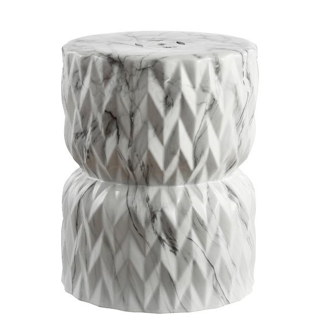 White Marble Finish Ceramic Garden Stool