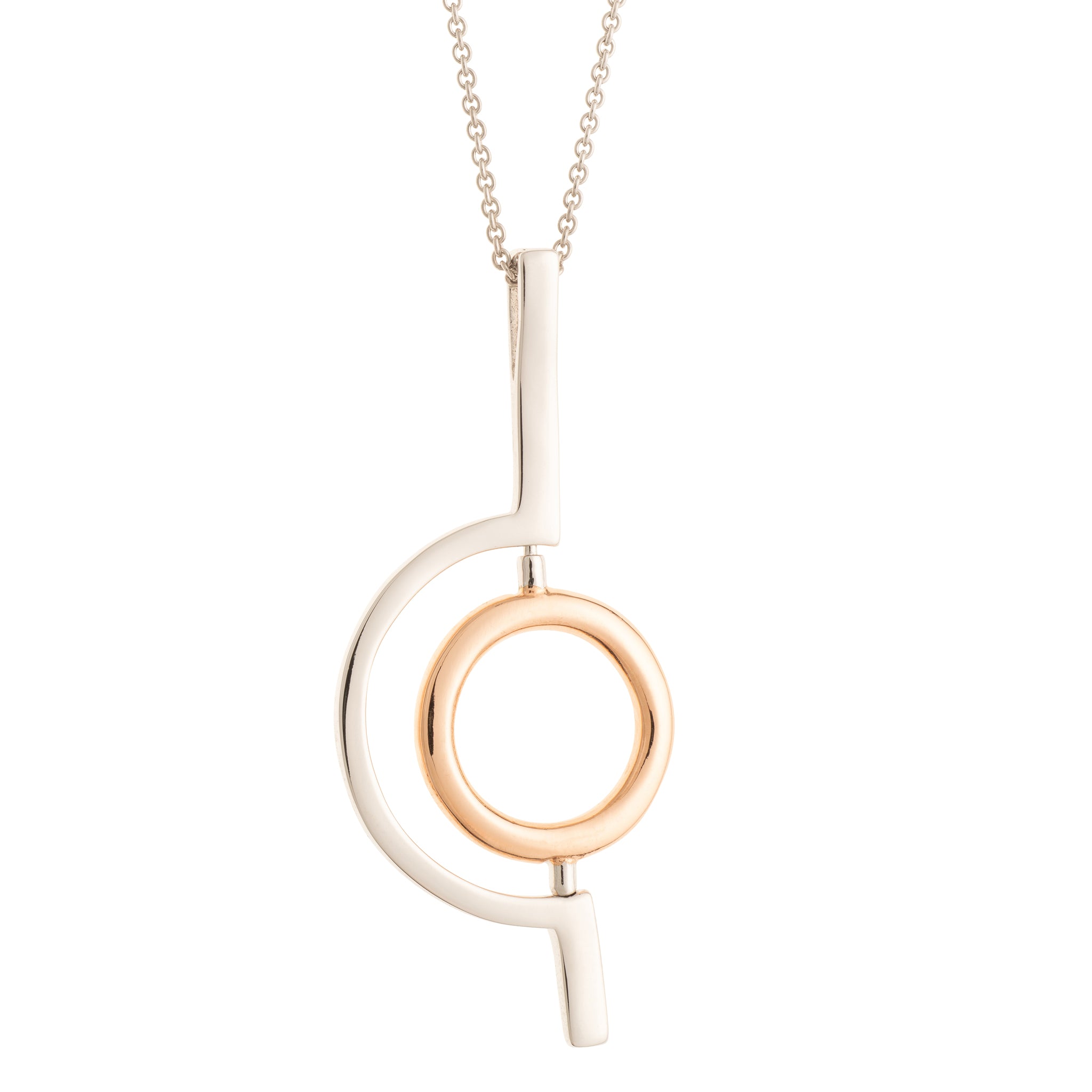 Galway Crystal Orbit Sterling Silver & Orbit Rose Gold Pendant