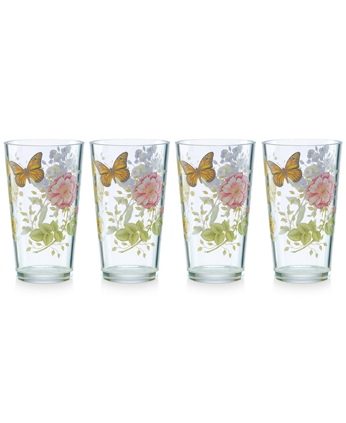 Lenox Butterfly Meadow Collection Acrylic Highball Glasses Set of 4