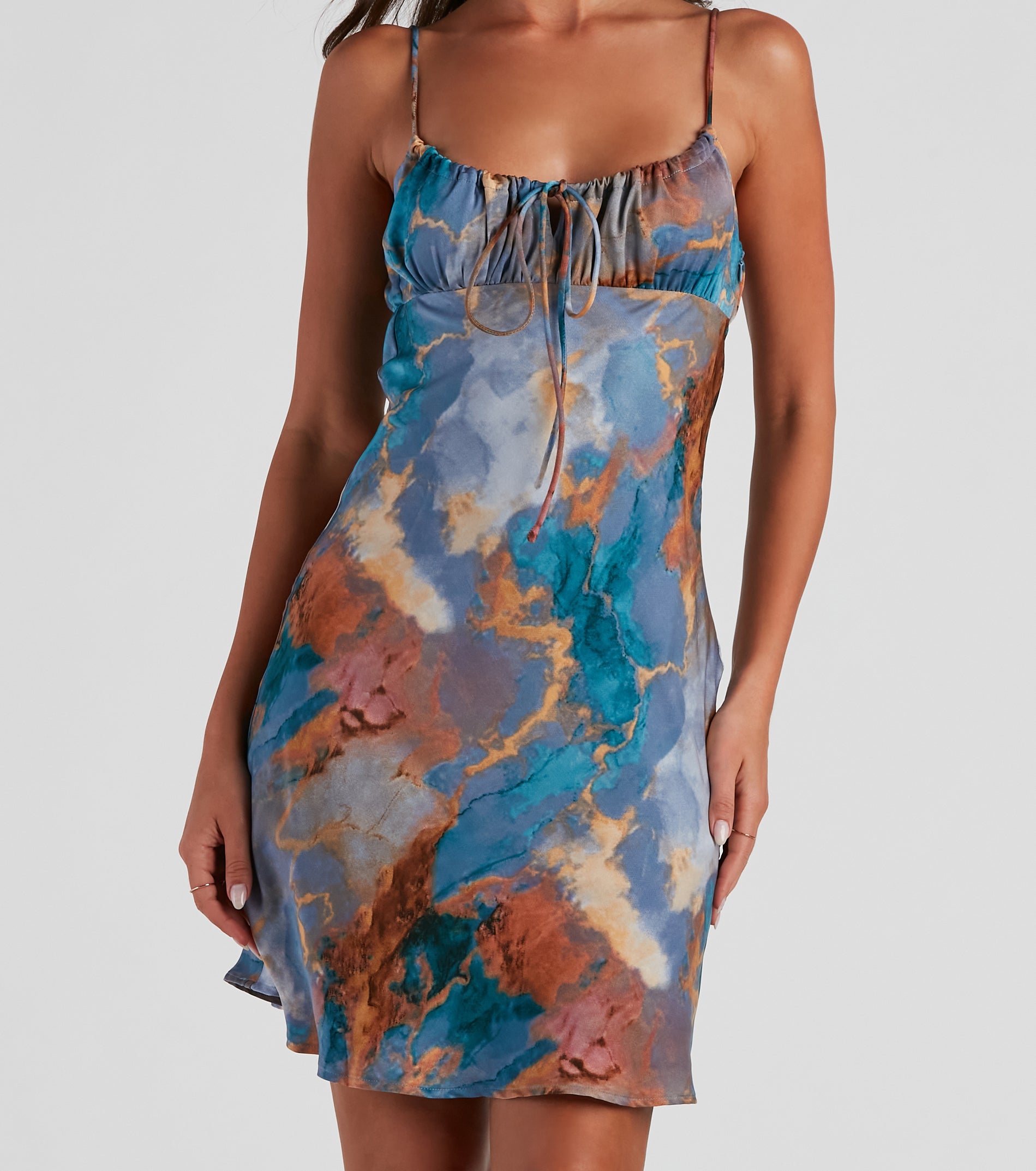 Sunset Scene Satin A-Line Dress