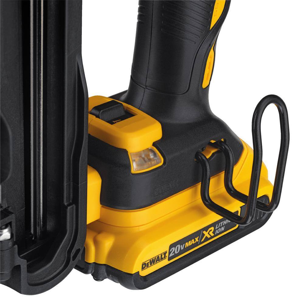 DW 20V MAX XR Lithium-Ion 15-Gauge Cordless Angled Finish Nailer and (2) 2.0Ah Battery DCN650B203