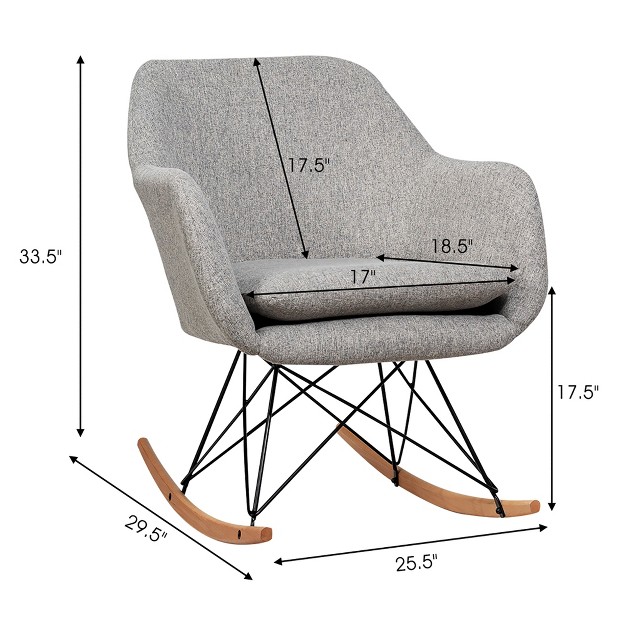 Costway Rocking Chair Fabric Rocker Upholstered Single Sofa Chair Accent Armchair Grey