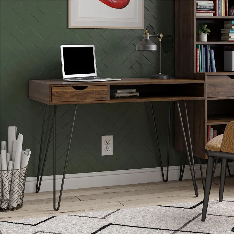 Concord Mid-Century Modern Walnut Computer Desk