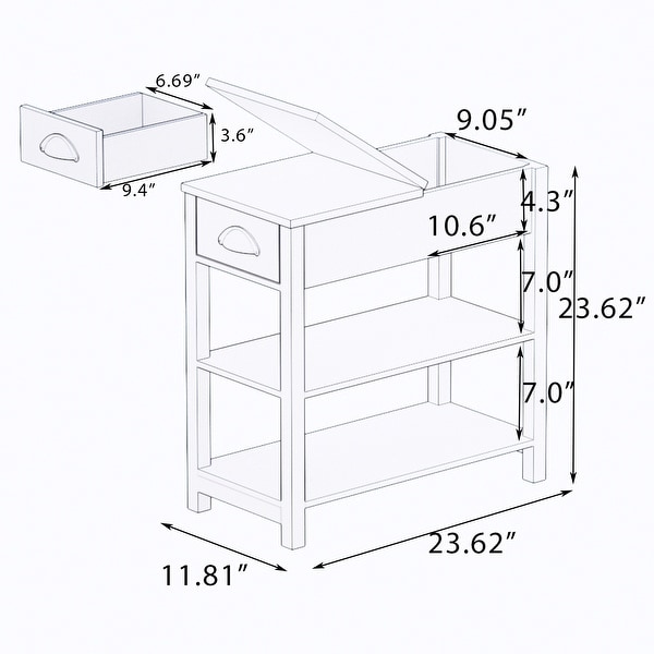 Narrow Sided Table with Drawers and Bottom Partition