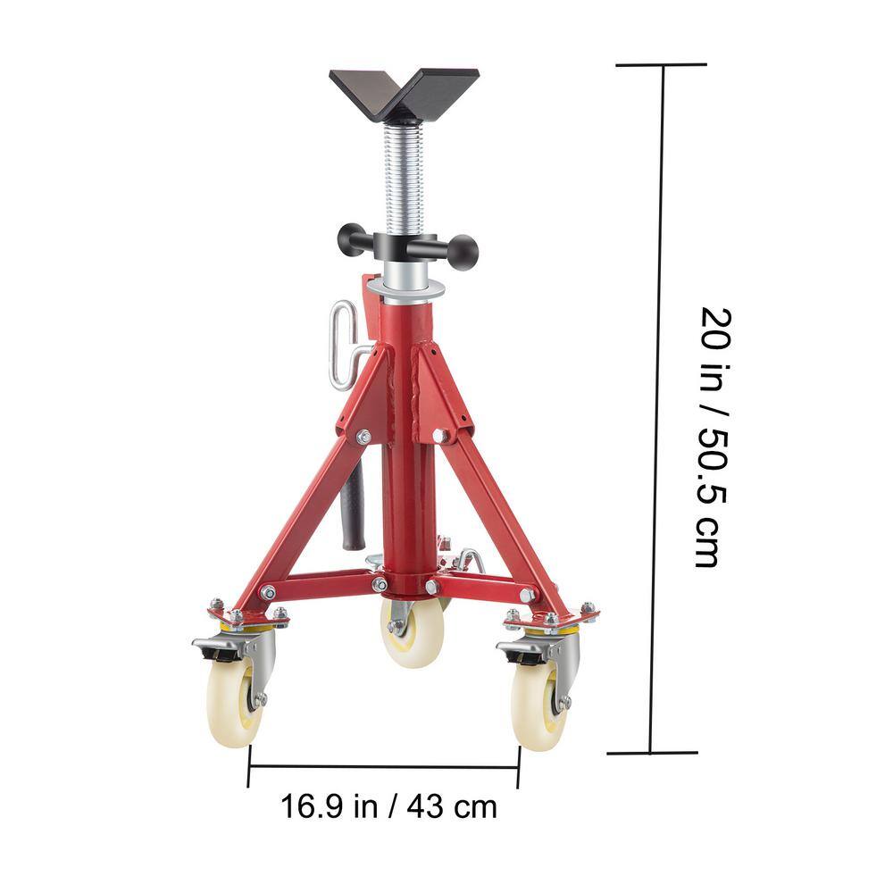 VEVOR Pipe Jack Stand wCasters 882 lbs. V Head Pipe Stand Adjustable Height 20 in. 37 in. Folding Pipe Stands 18 to 12 in. GJGJXDL1107CVICJBV0