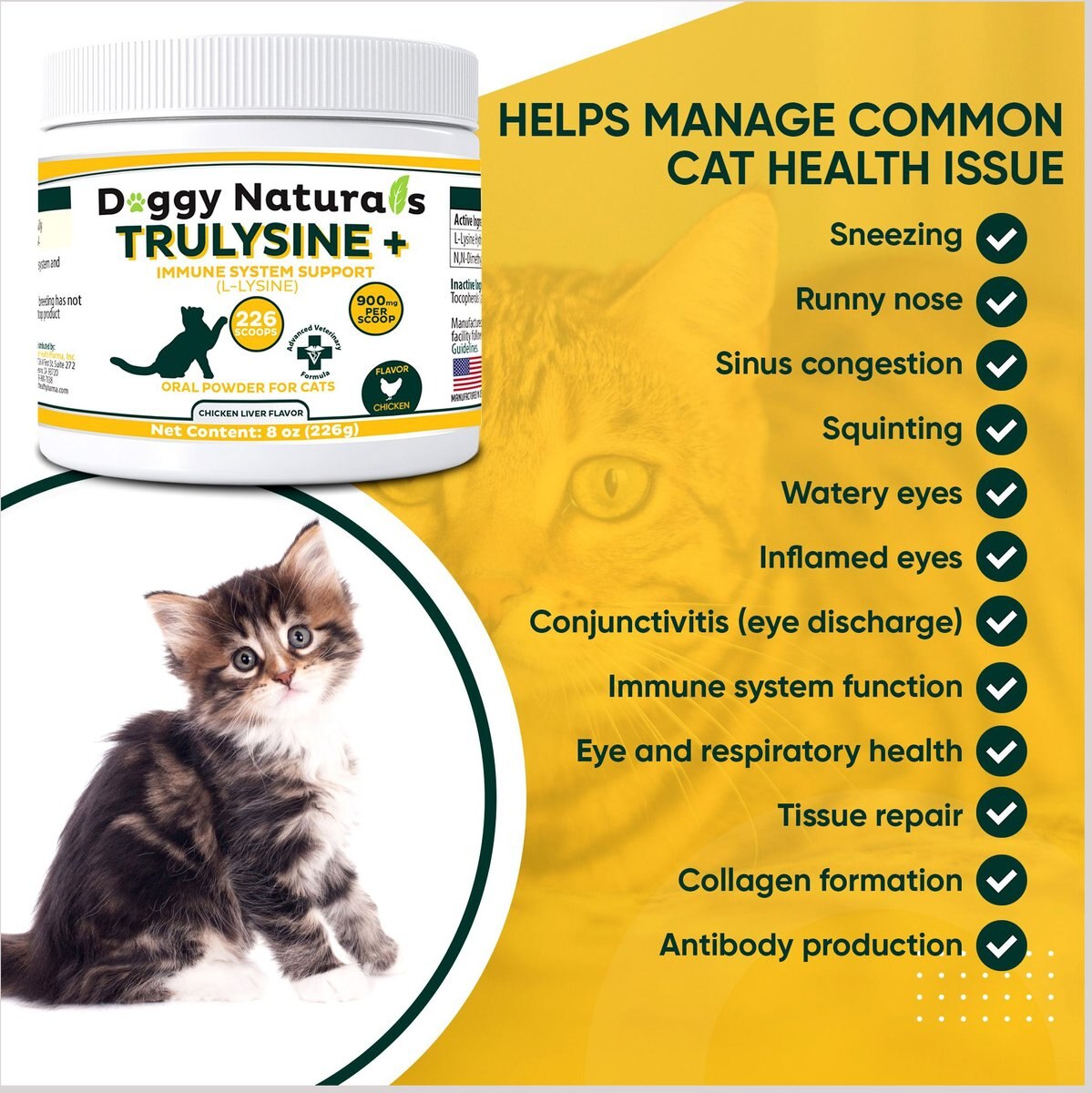 Pet Health Pharma Trulysine and Immune Support Oral Powder Cat Supplement， 8-oz bottle