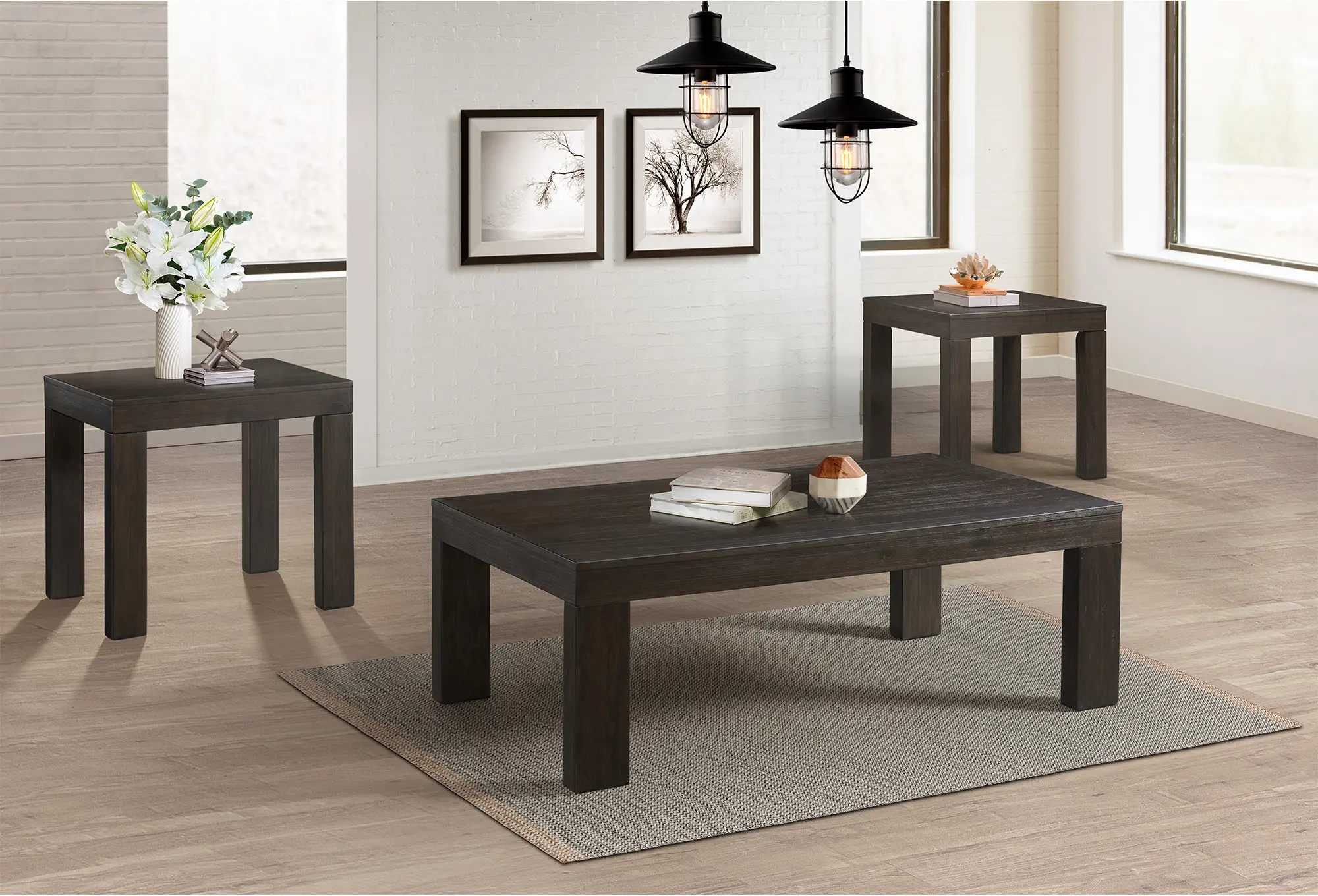 Grady Contemporary Dark Brown End Table with Built-in Outlets