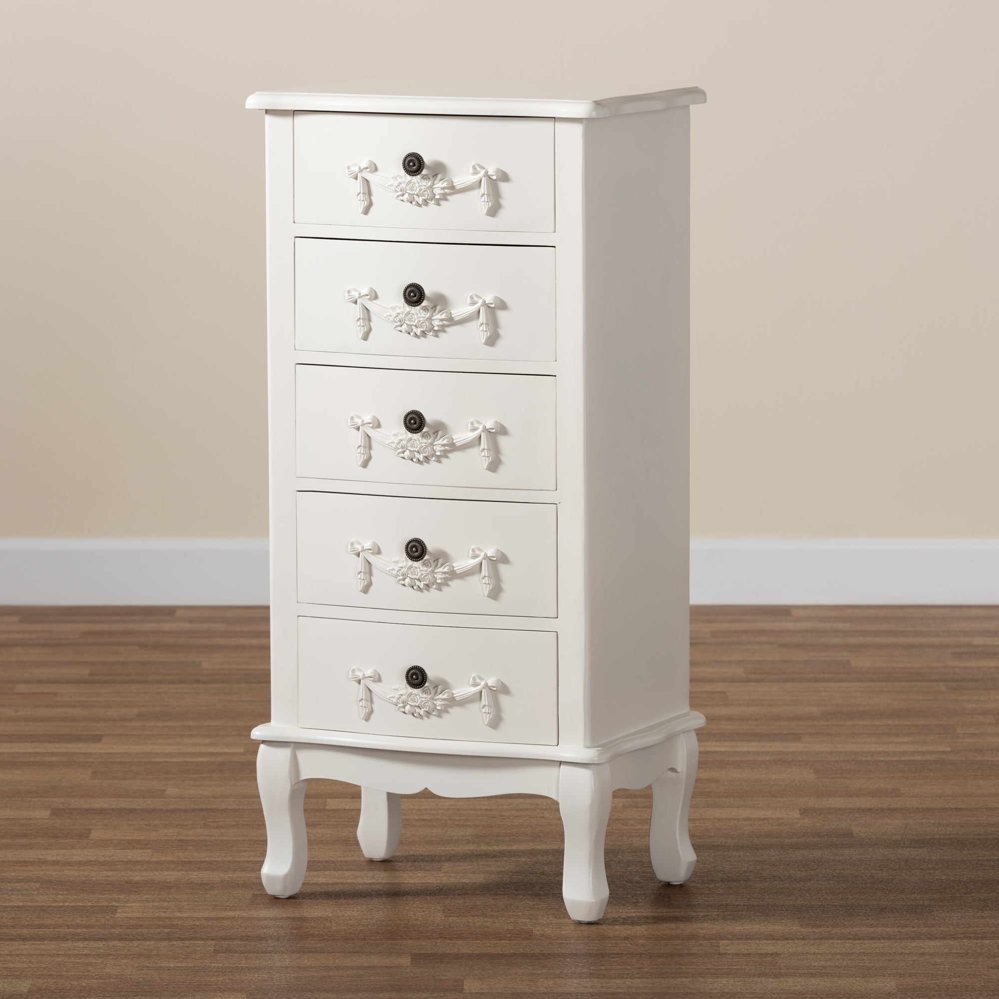 Baxton Studio Callen Classic and Traditional White Finished Wood 5-Drawer Chest