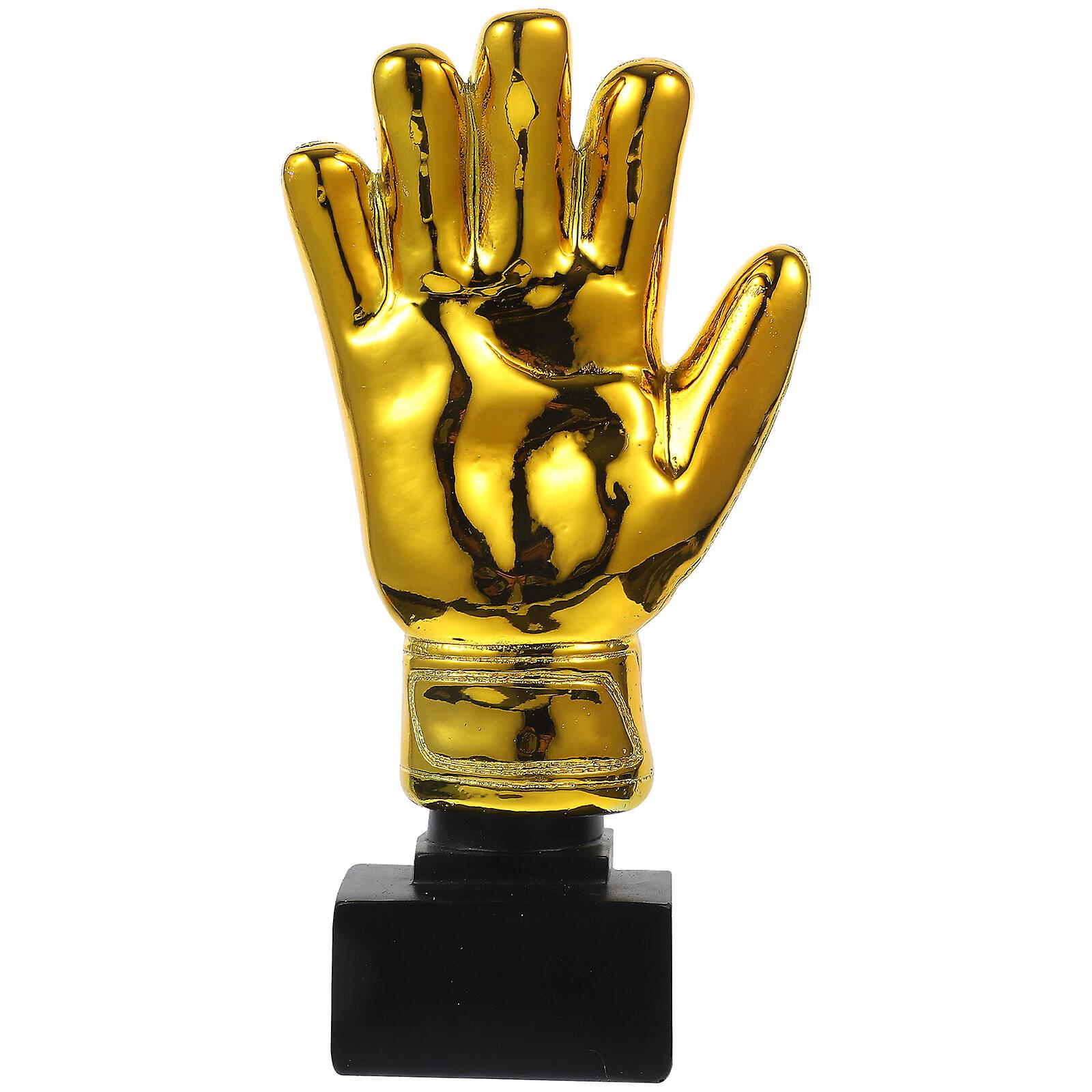 Goalkeeper Plating Resin Trophy Goalie Gloves Shape Soccer Match Award Toy With Base For Office School Kindergarten (golden)