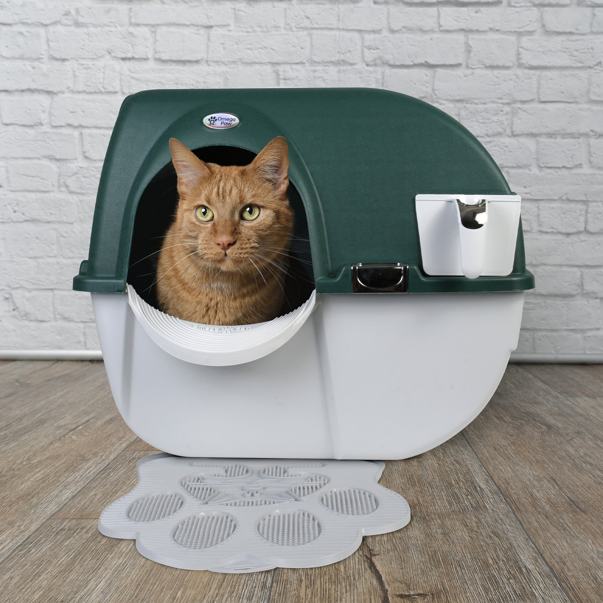 Omega Paw Roll'n Clean Self-Cleaning Litter Box and Paw Cleaning Mat for Cats