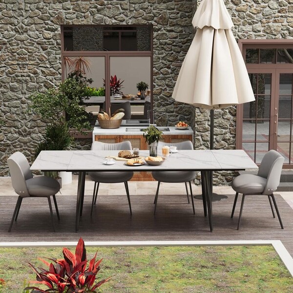 62.9in to 94.4in Outdoor Rectangular Sintered Stone Dining Table