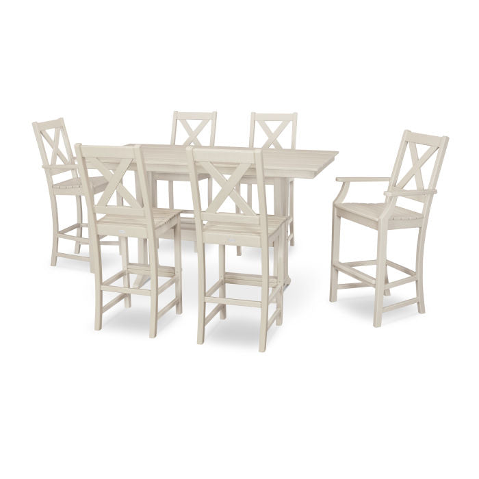 Polywood Braxton 7-Piece Farmhouse Trestle Bar Set PWS512-1