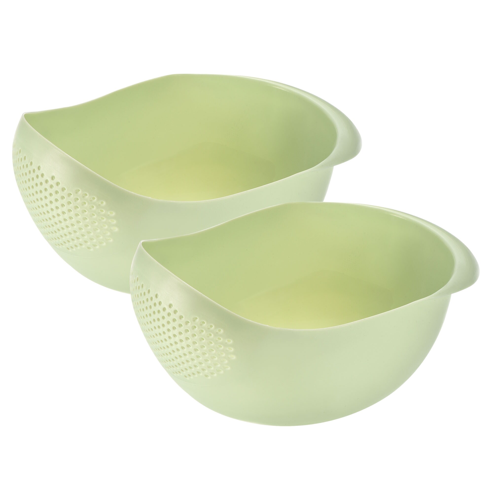 2pcs Rice Washing Filter Strainer Basket Rice Sieve Fruit Drain Bowl - Green