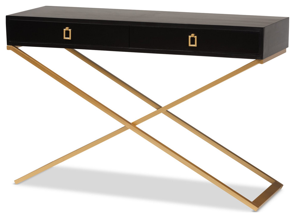 Contemporary Console Table  Criss Cross Legs  ampDrawers With Golden Pulls   Contemporary   Console Tables   by Decor Love  Houzz