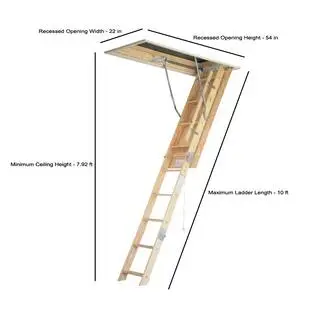 Werner 8 ft. - 10 ft. 22.5 in. x 54 in. Universal Fit Wood Attic Ladder with 250 lb. Maximum Load Capacity WU2210