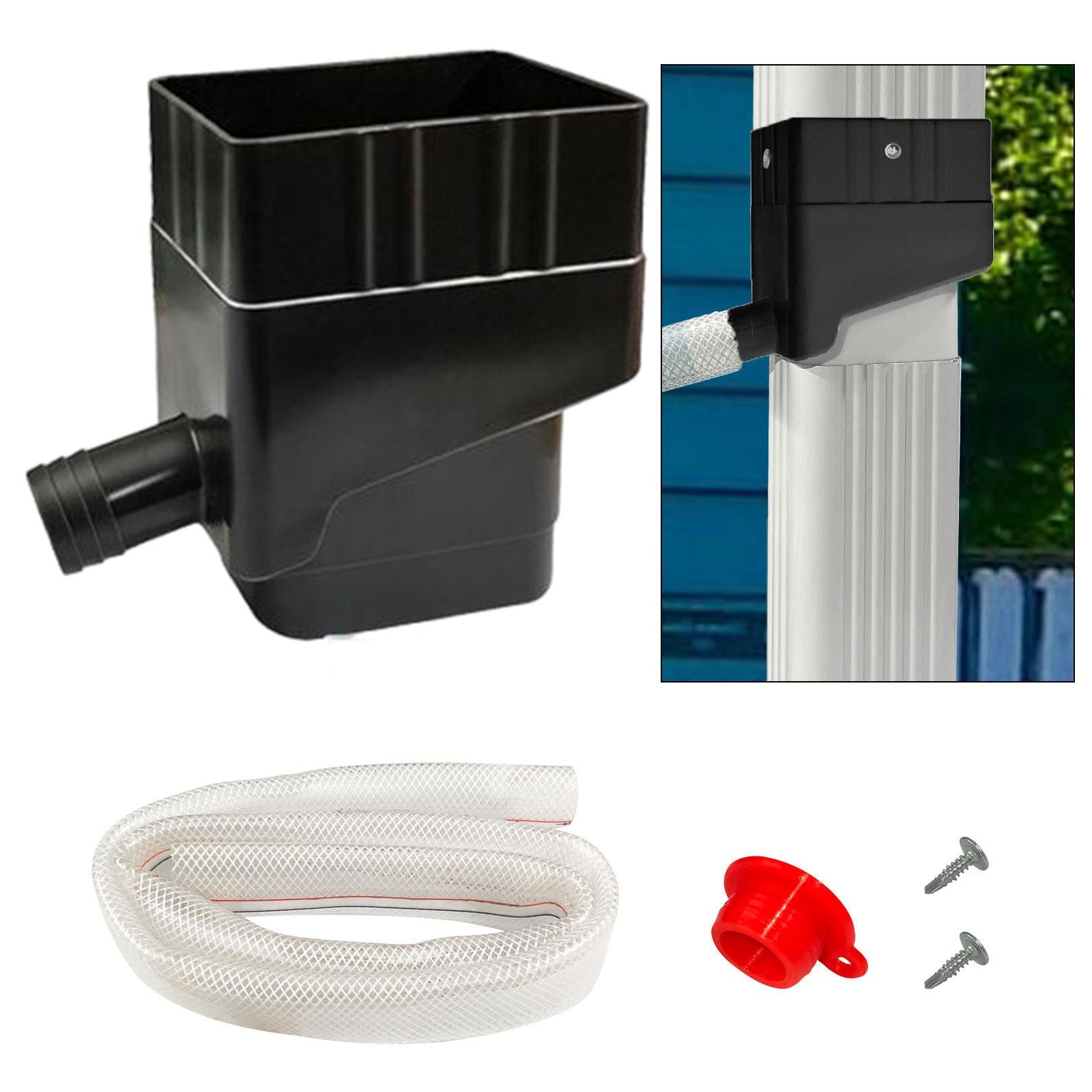 Rainwater Collector with Hose Diverting Water Black