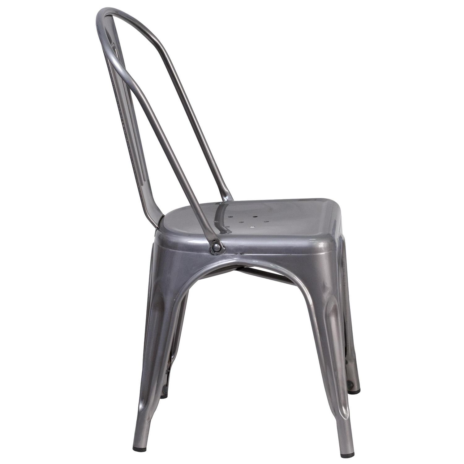 Flash Furniture Clear Coated Metal Indoor Stackable Chair