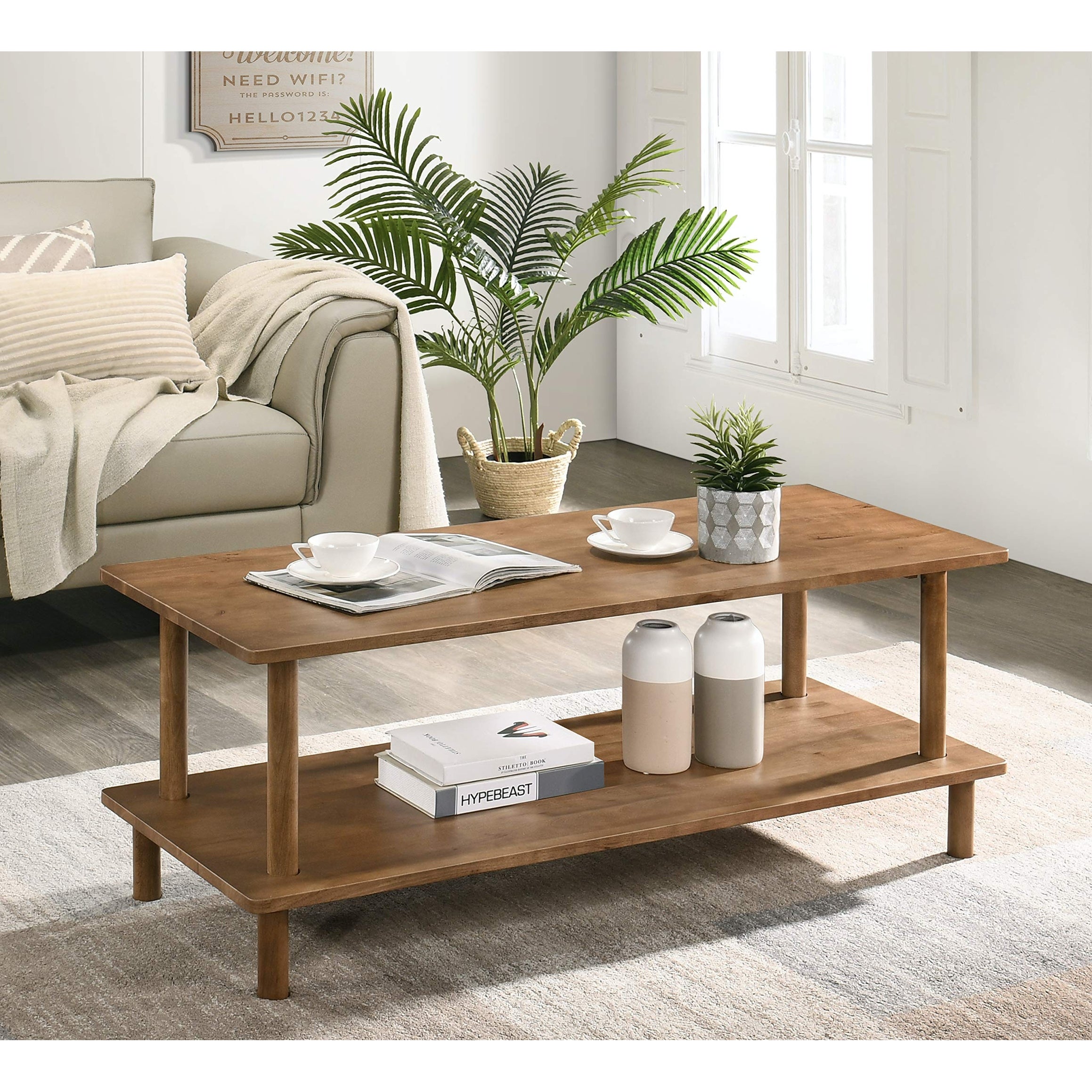 Wood Coffee Table with Storage - Wooden Coffee Tables for Living Room - Small Coffee Table - Center Table for Modern，