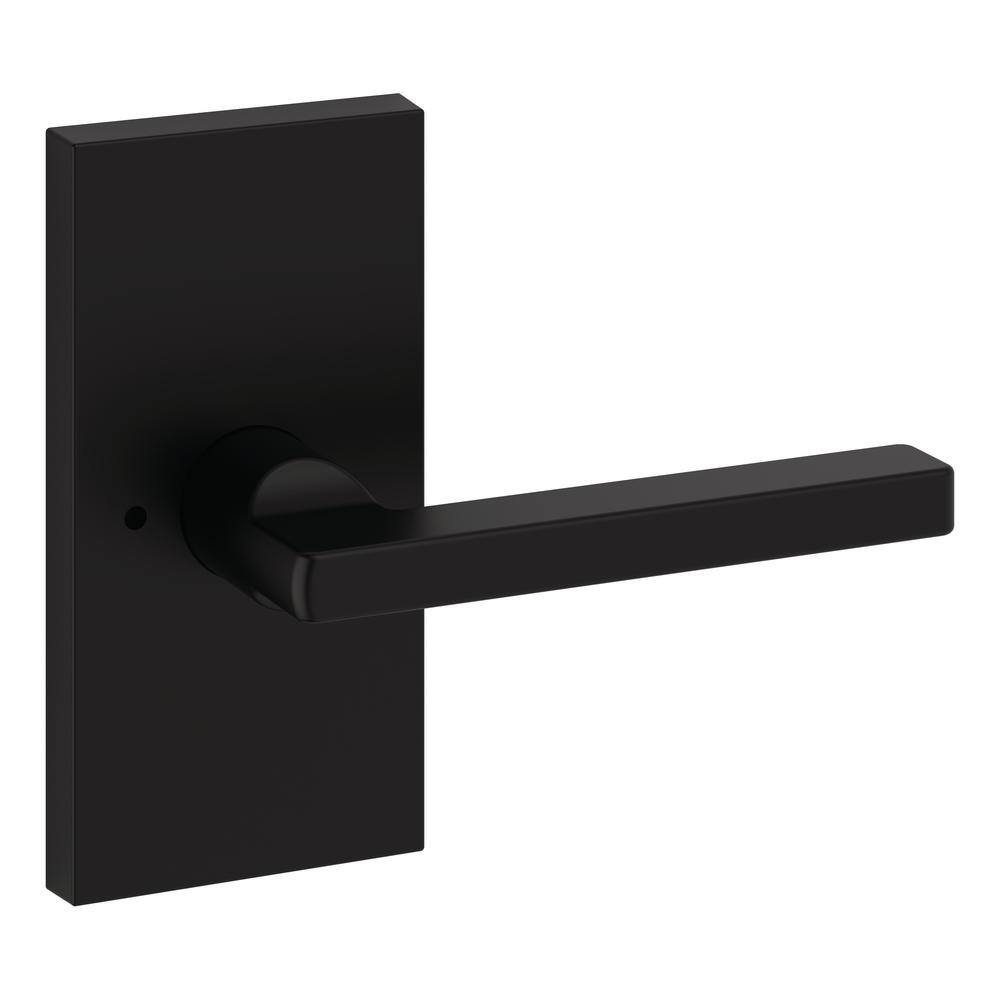 Baldwin 5 in. Privacy Right Hand Square Lever Contemporary Rose with 6AL LatchDual Strike Satin Black PVSQURCFR190