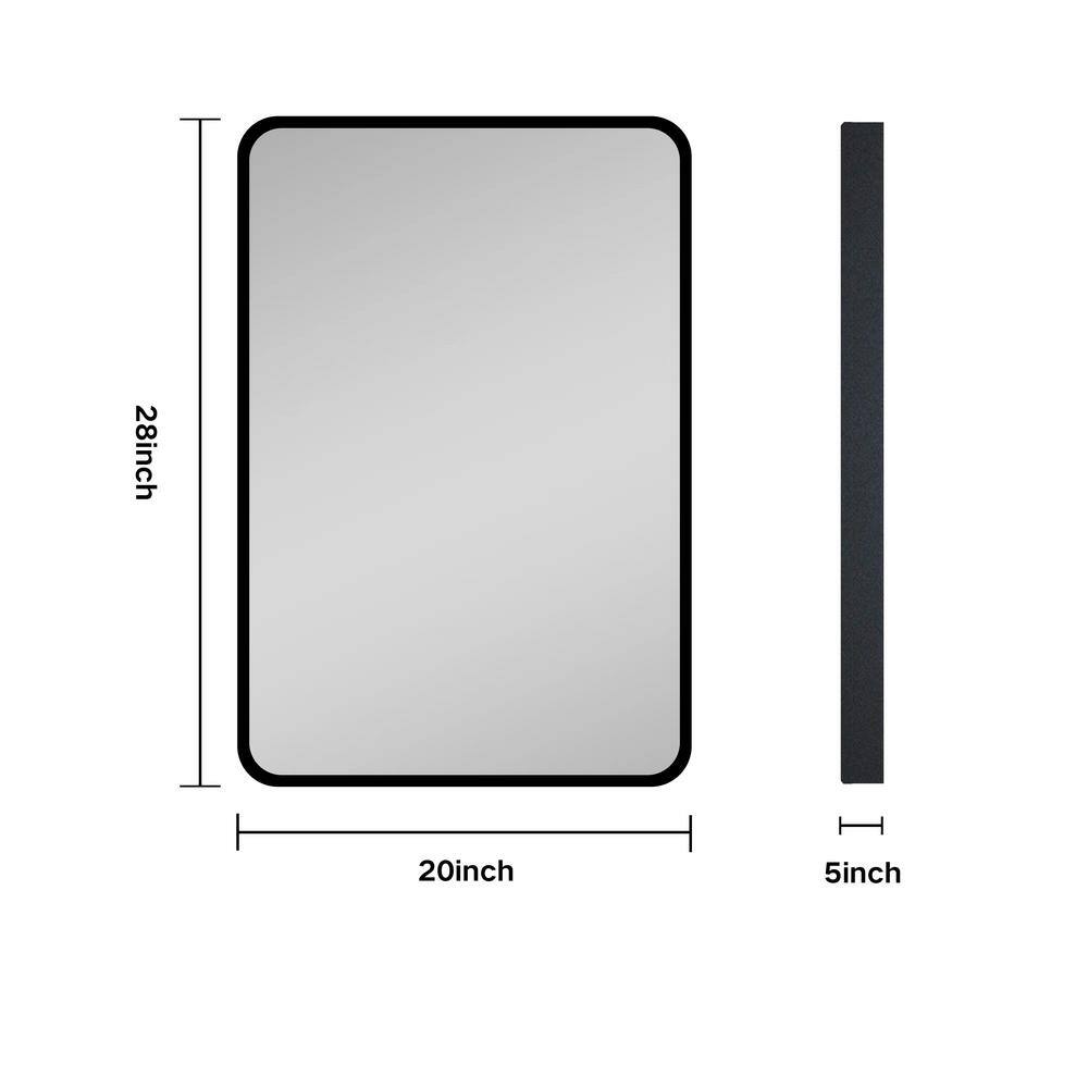 20 in. W x 28 in. H Rectangular Black Metal Framed Wall RecessedSurface Mount Bathroom Medicine Cabinet with Mirror GM-H-898