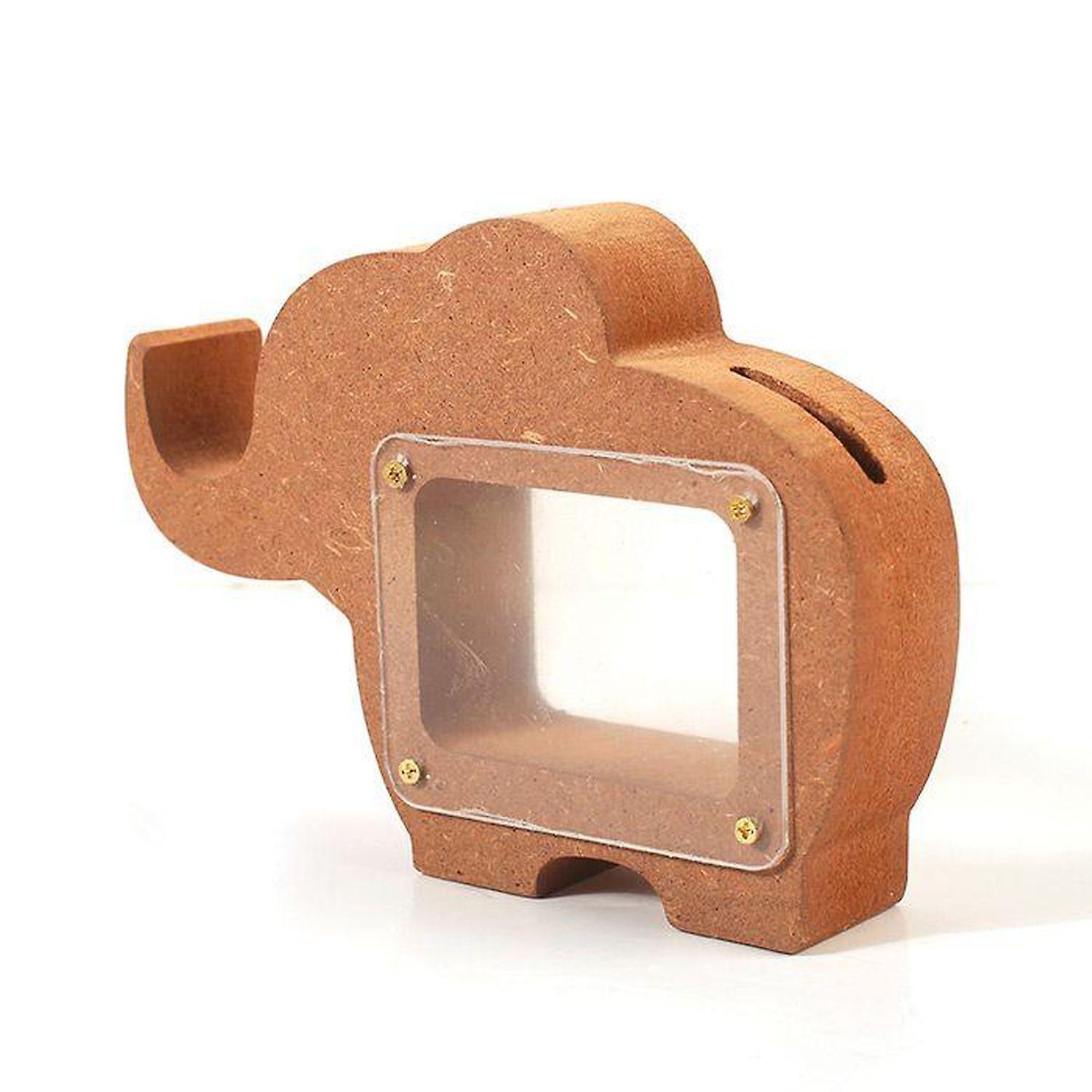 2 MDF wooden elephant piggy banks 15 x 11 x 3 cm