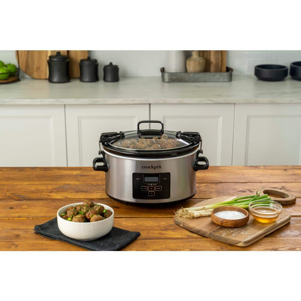 Crock-Pot 4-qt. Stainless Steel Cook and Carry Programmable Slow Cooker 2122615