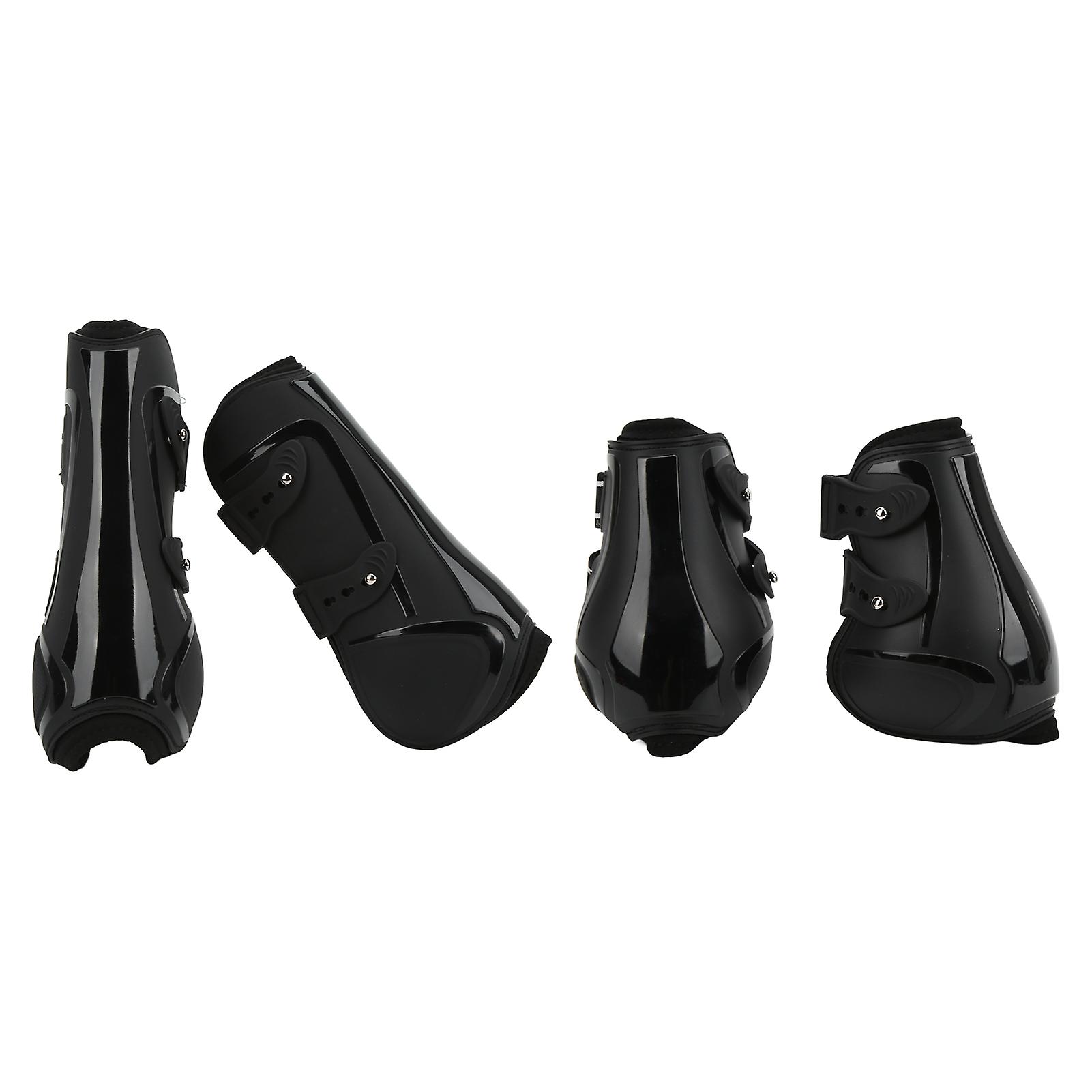 4pcs Horse Leg Protector Pu Shell Breathable Front Hind Horse Leg Boots For Any Weather Conditionsblack M